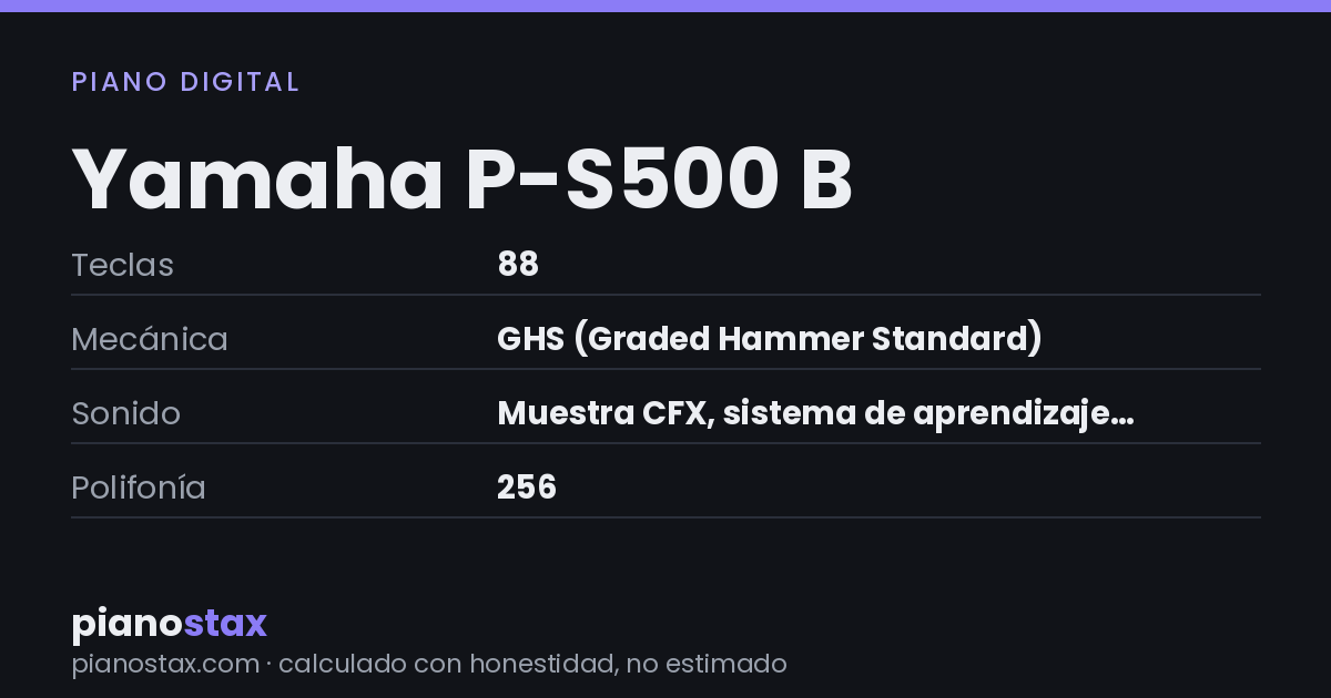 Yamaha P-S500 B – datos técnicos de un vistazo