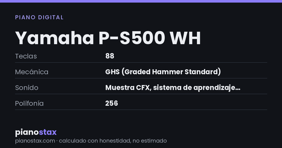 Yamaha P-S500 WH – datos técnicos de un vistazo