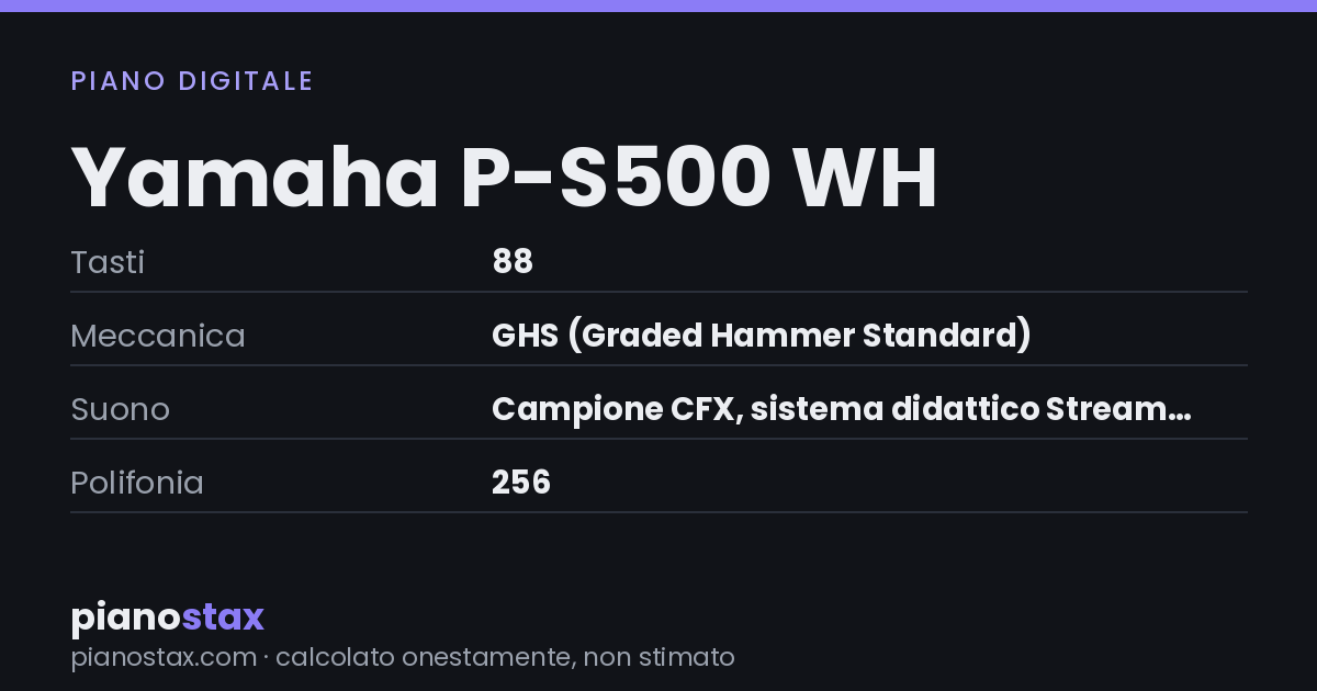 Yamaha P-S500 WH – dati tecnici in sintesi