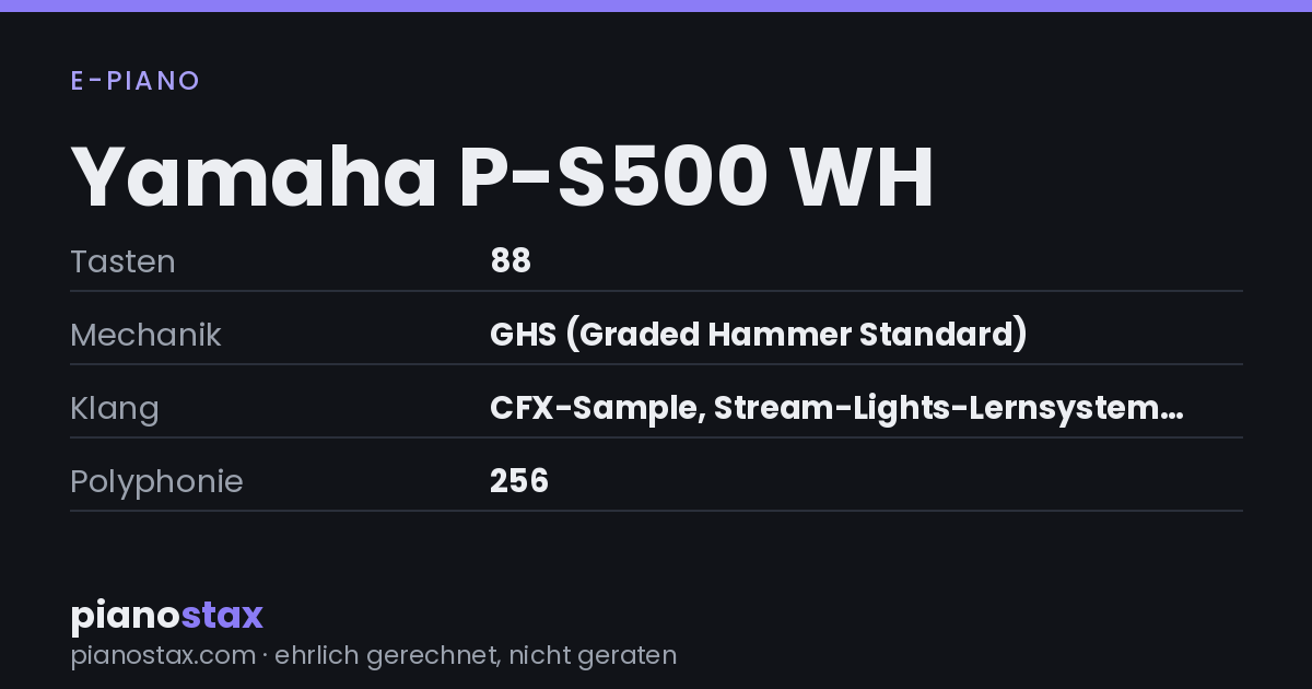 Yamaha P-S500 WH – technische Daten im Überblick