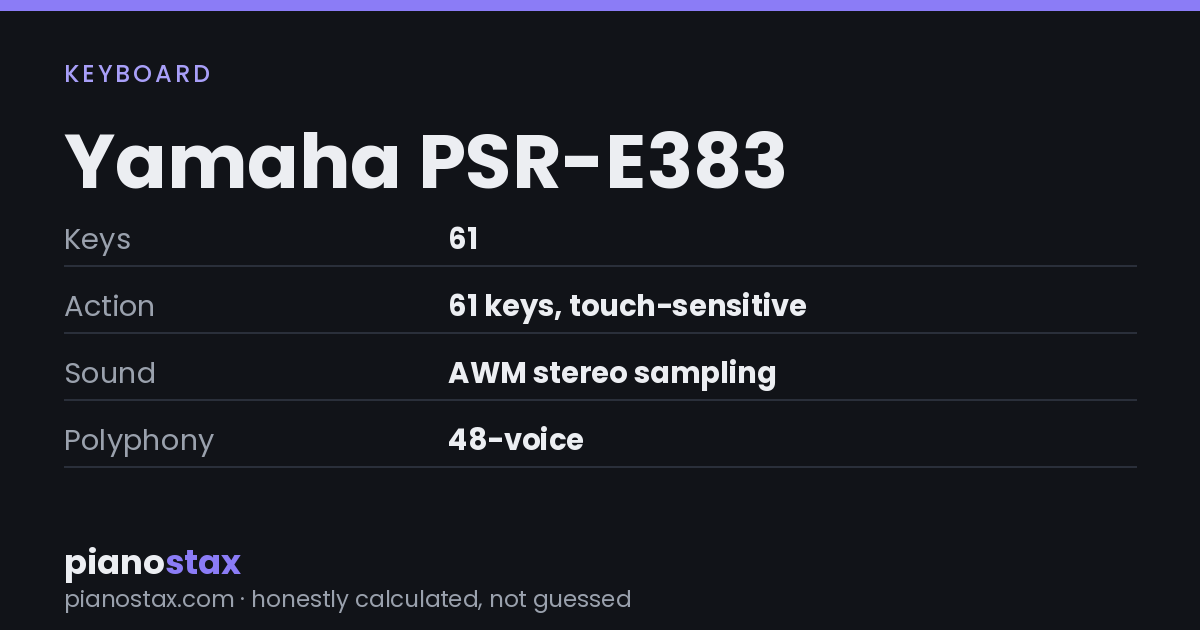 Yamaha PSR-E383 – key specs at a glance