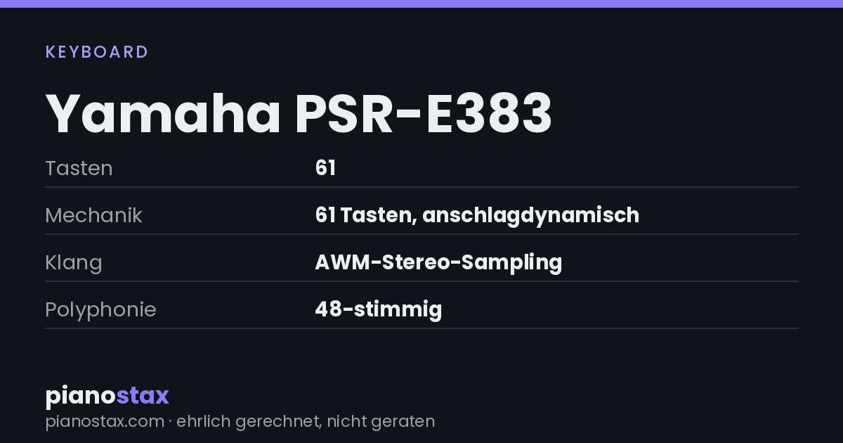 Yamaha PSR-E383 – technische Daten im Überblick