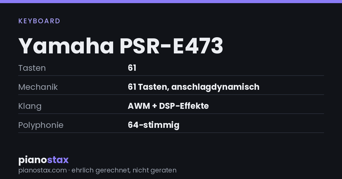 Yamaha PSR-E473 – technische Daten im Überblick