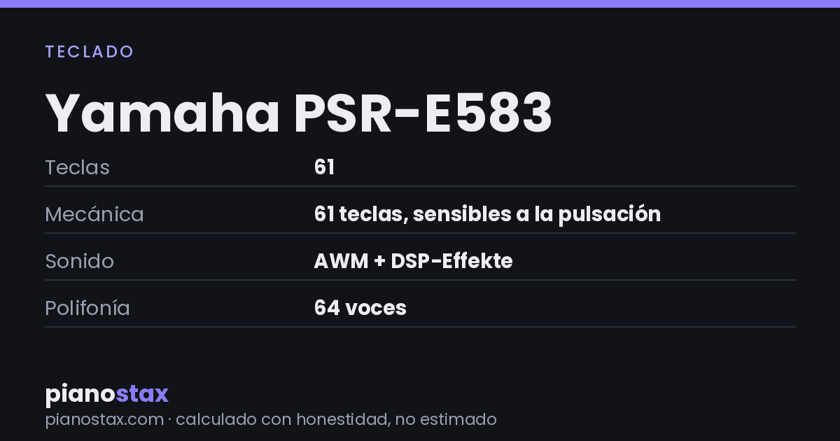 Yamaha PSR-E583 – datos técnicos de un vistazo