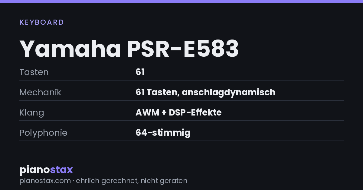Yamaha PSR-E583 – technische Daten im Überblick
