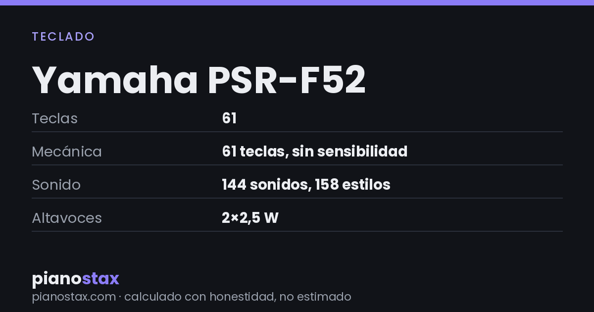 Yamaha PSR-F52 – datos técnicos de un vistazo