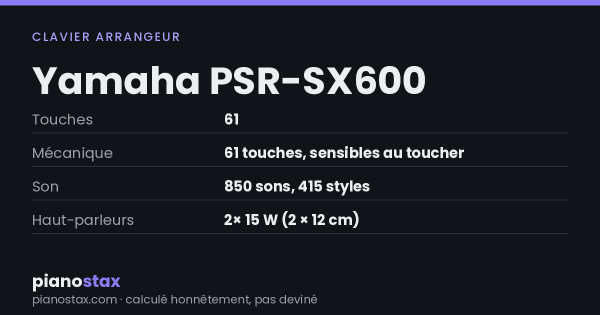 Yamaha PSR-SX600 – caractéristiques en un coup d’œil