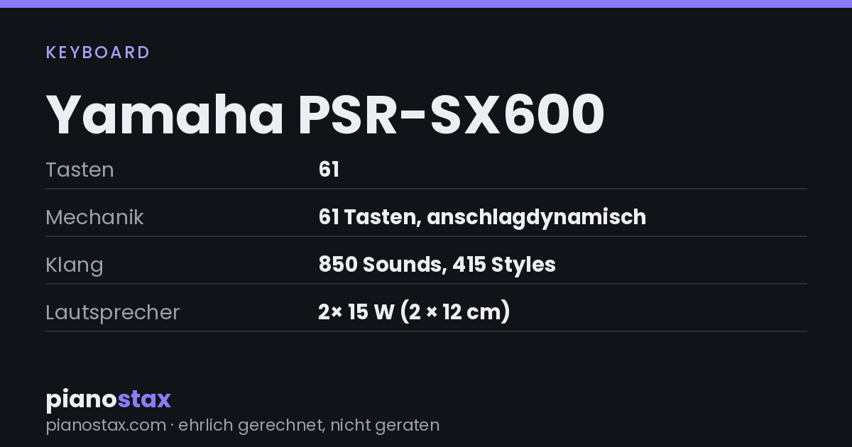 Yamaha PSR-SX600 – technische Daten im Überblick