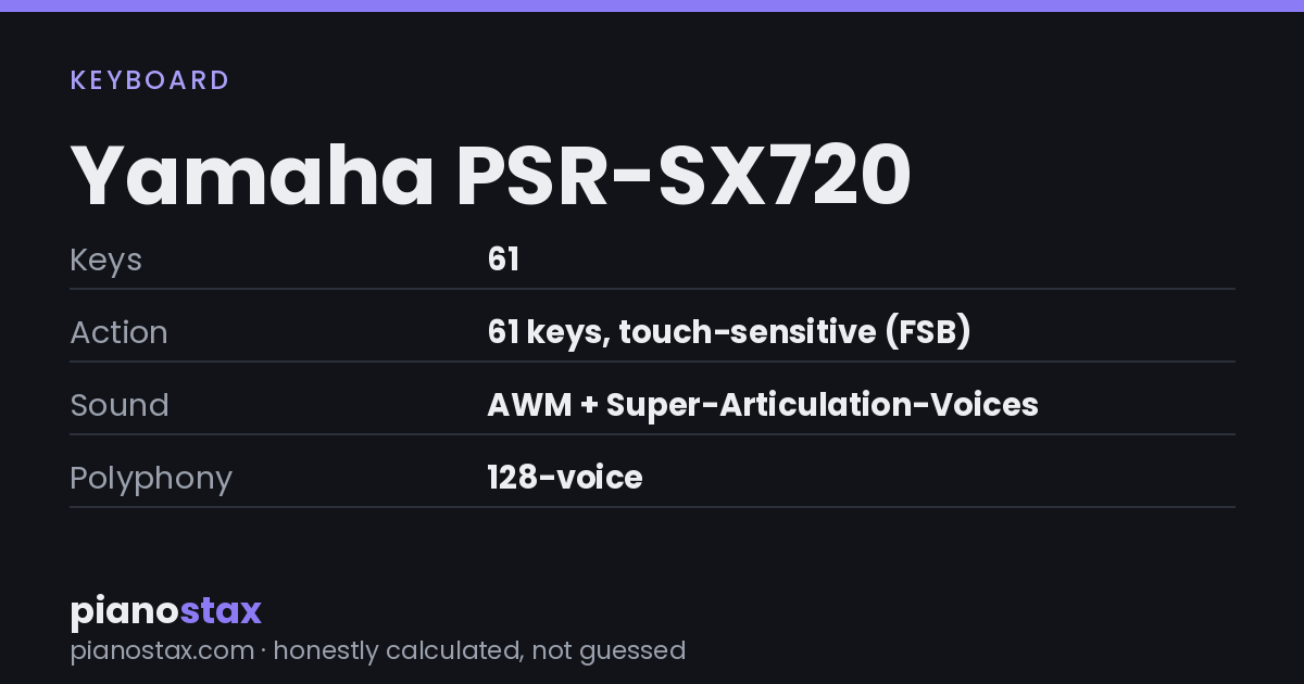 Yamaha PSR-SX720 – key specs at a glance