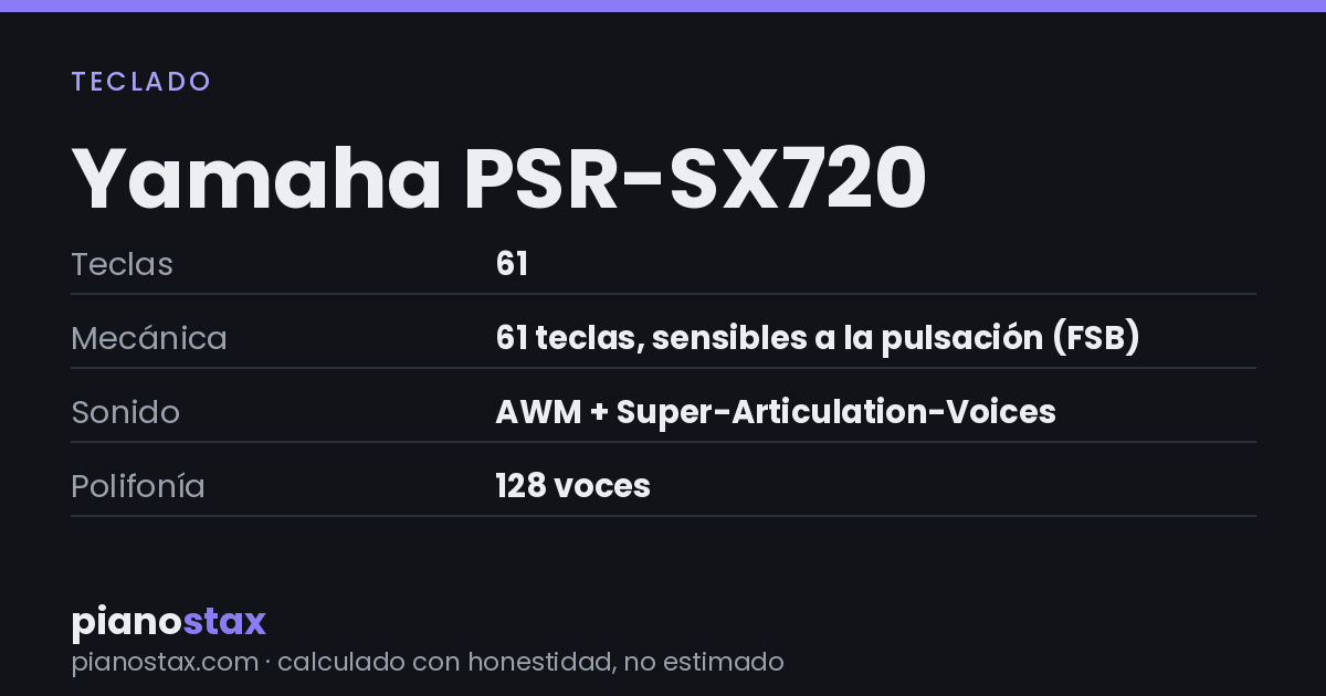 Yamaha PSR-SX720 – datos técnicos de un vistazo