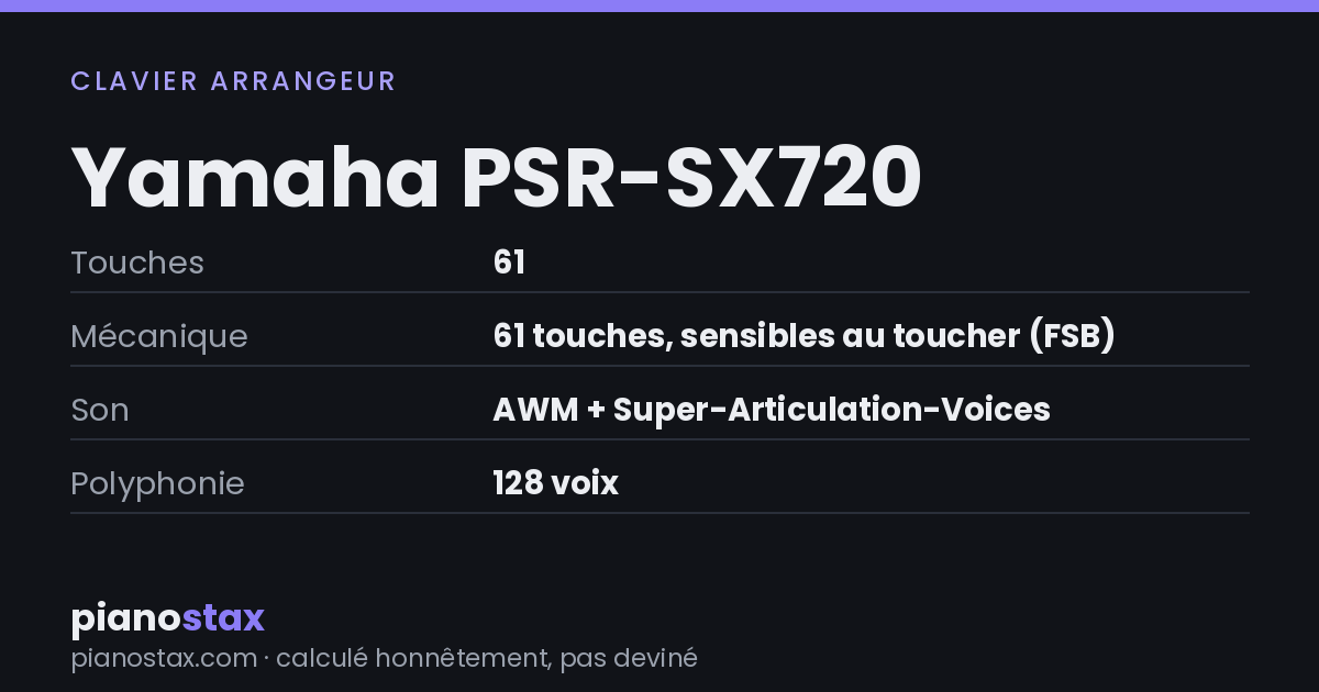 Yamaha PSR-SX720 – caractéristiques en un coup d’œil
