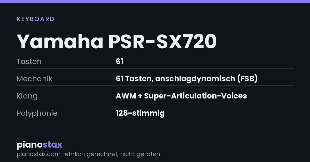 Yamaha PSR-SX720 – technische Daten im Überblick