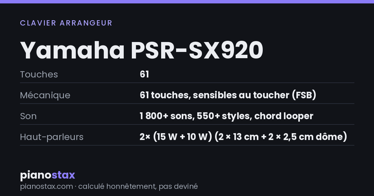 Yamaha PSR-SX920 – caractéristiques en un coup d’œil