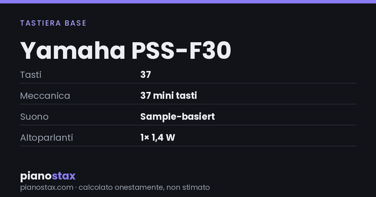 Yamaha PSS-F30 – dati tecnici in sintesi