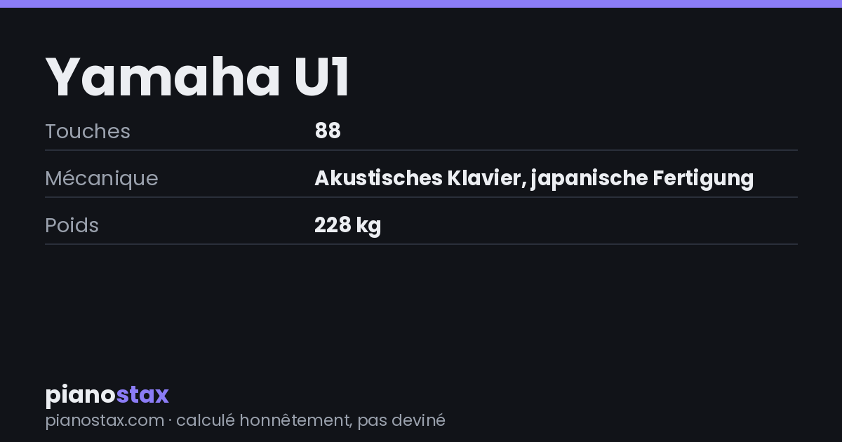 Yamaha U1 – caractéristiques en un coup d’œil