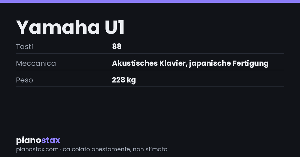 Yamaha U1 – dati tecnici in sintesi