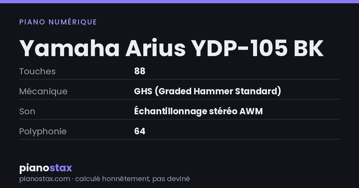 Yamaha Arius YDP-105 BK – caractéristiques en un coup d’œil