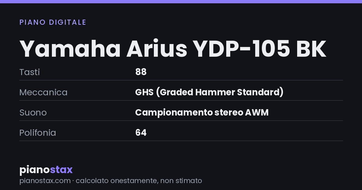 Yamaha Arius YDP-105 BK – dati tecnici in sintesi