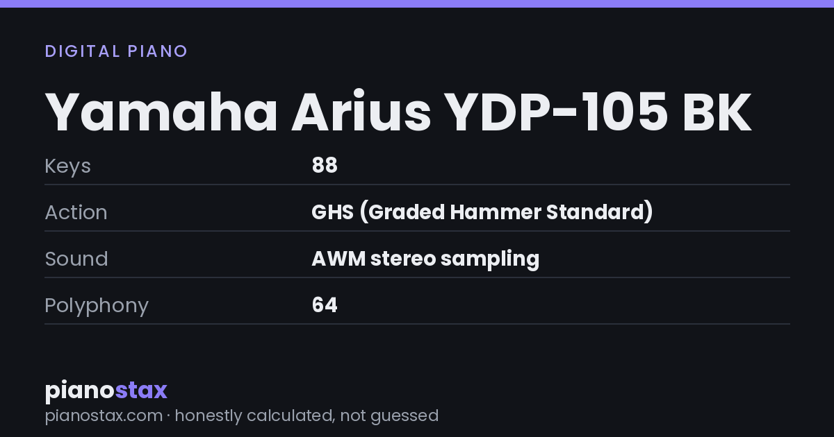 Yamaha Arius YDP-105 BK – key specs at a glance
