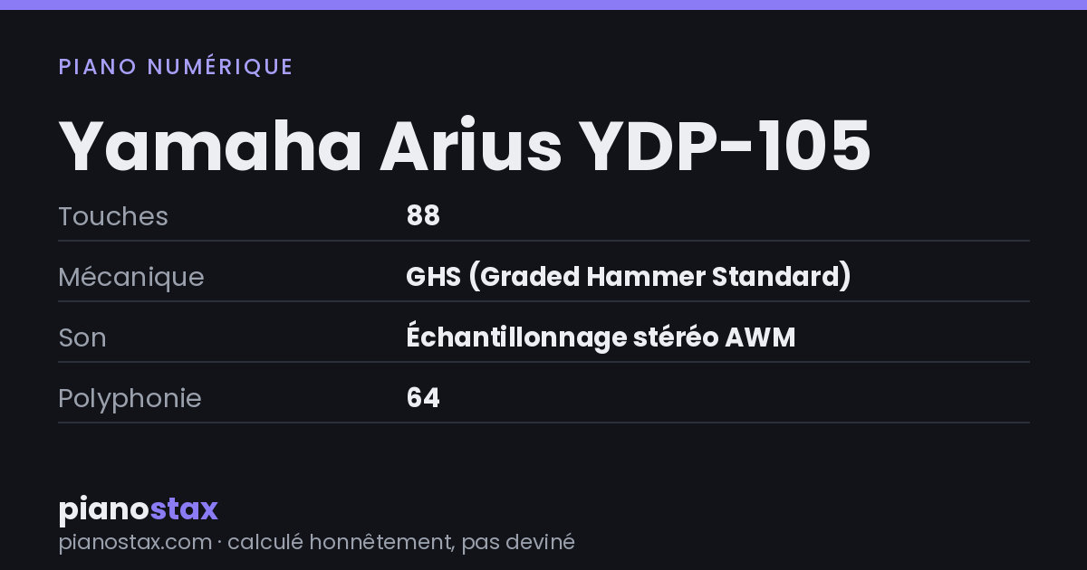 Yamaha Arius YDP-105 – caractéristiques en un coup d’œil