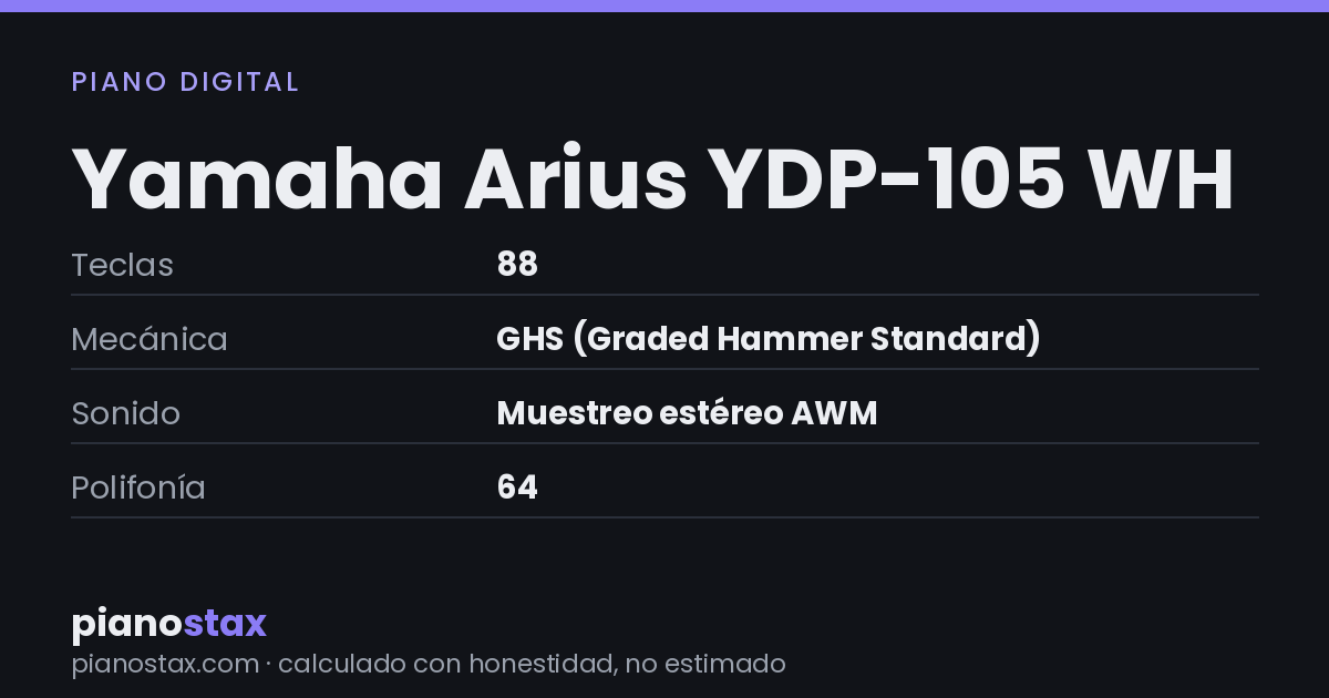 Yamaha Arius YDP-105 WH – datos técnicos de un vistazo