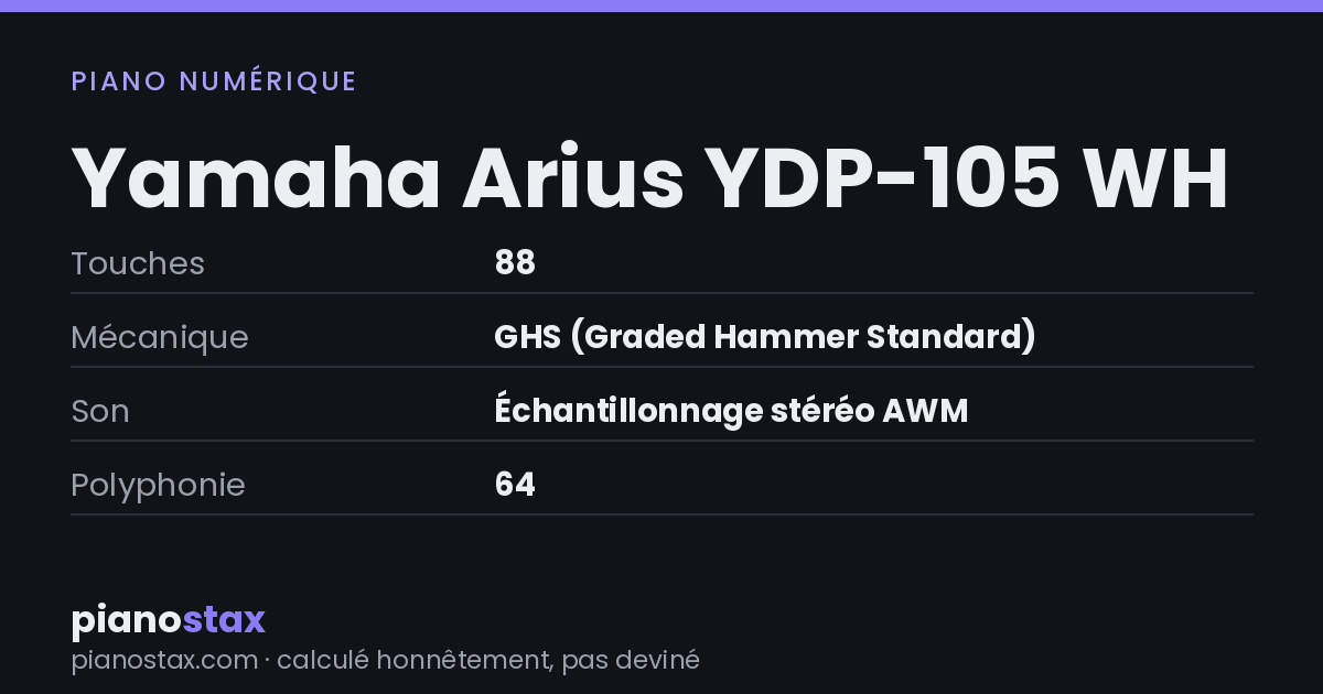 Yamaha Arius YDP-105 WH – caractéristiques en un coup d’œil