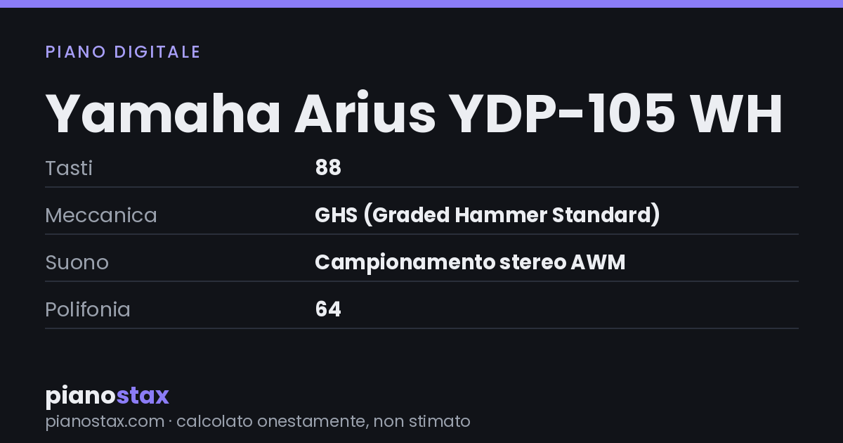 Yamaha Arius YDP-105 WH – dati tecnici in sintesi