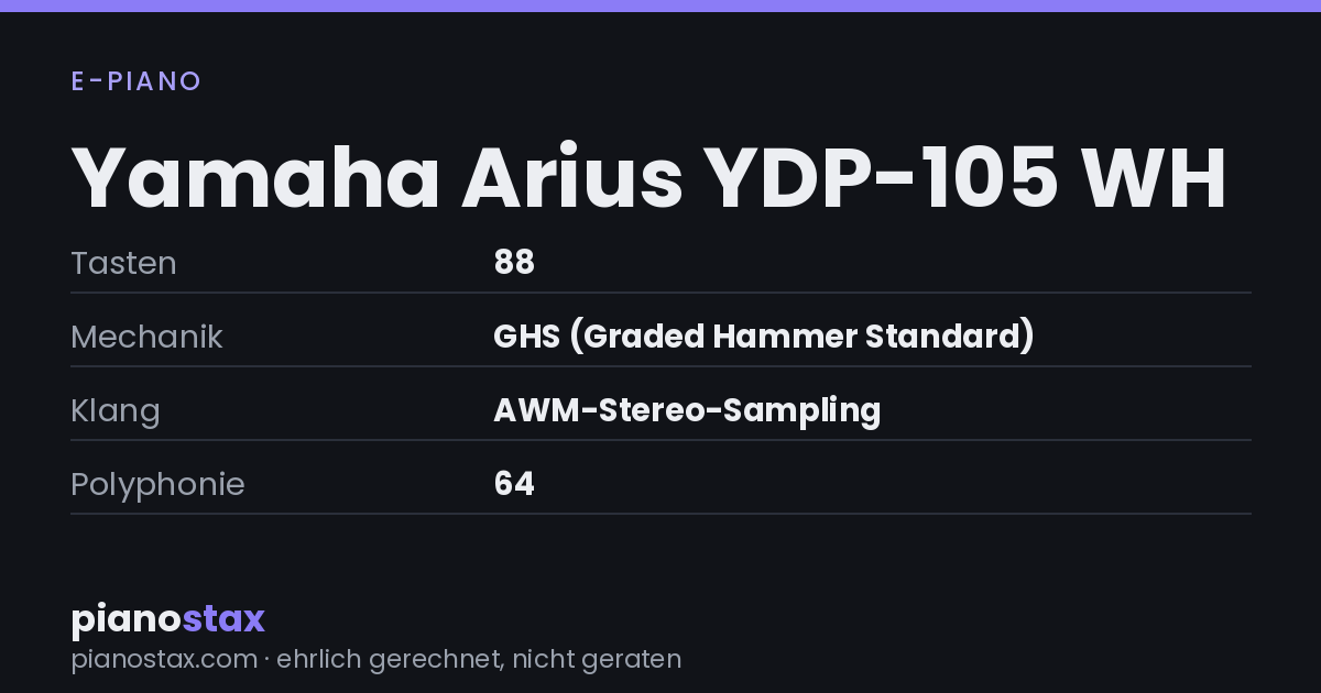 Yamaha Arius YDP-105 WH – technische Daten im Überblick