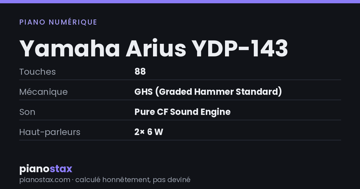 Yamaha Arius YDP-143 – caractéristiques en un coup d’œil