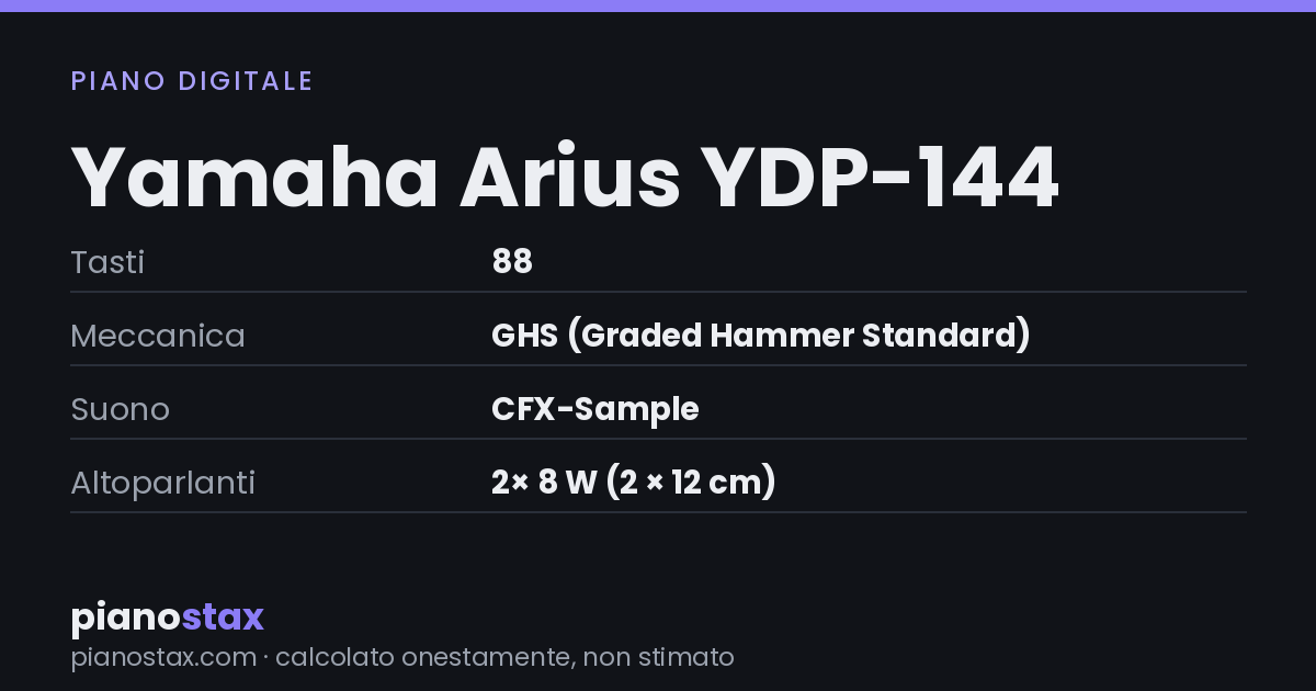 Yamaha Arius YDP-144 – dati tecnici in sintesi