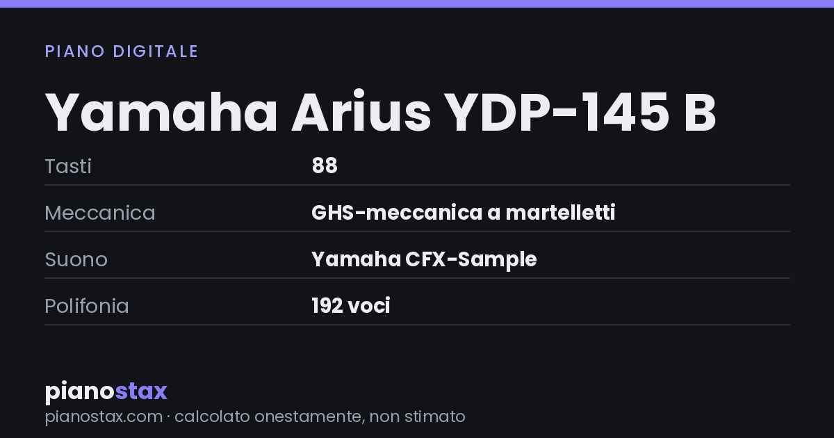 Yamaha Arius YDP-145 B – dati tecnici in sintesi