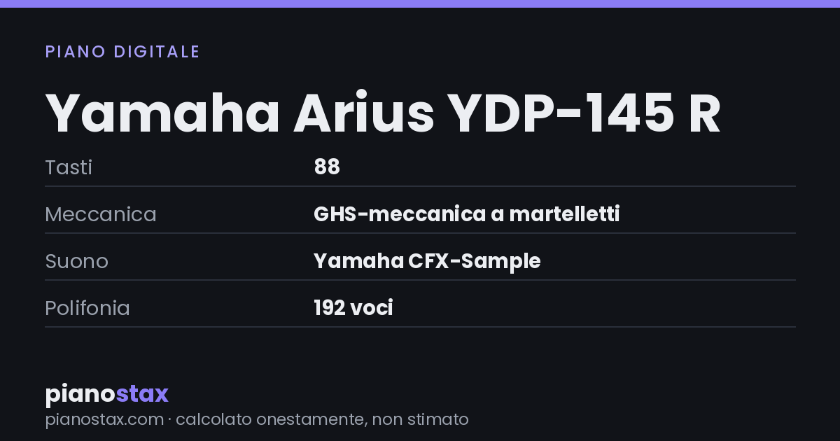 Yamaha Arius YDP-145 R – dati tecnici in sintesi
