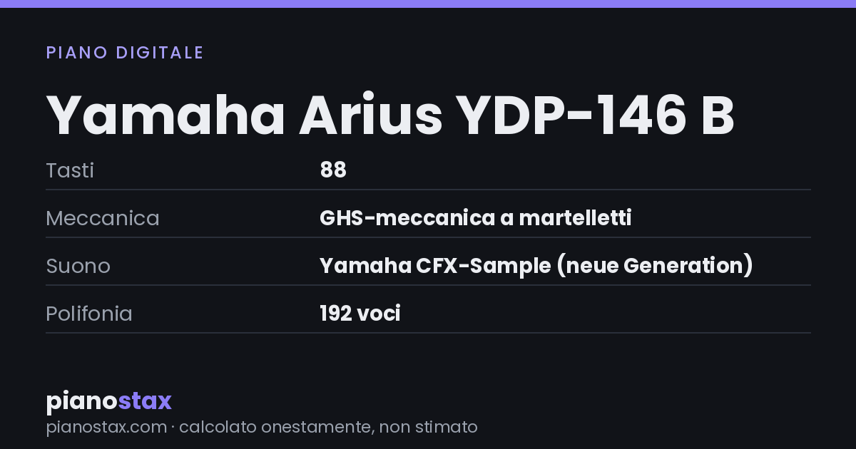 Yamaha Arius YDP-146 B – dati tecnici in sintesi