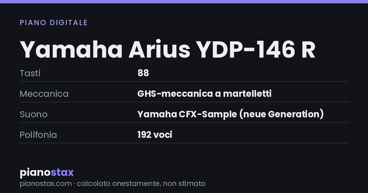 Yamaha Arius YDP-146 R – dati tecnici in sintesi