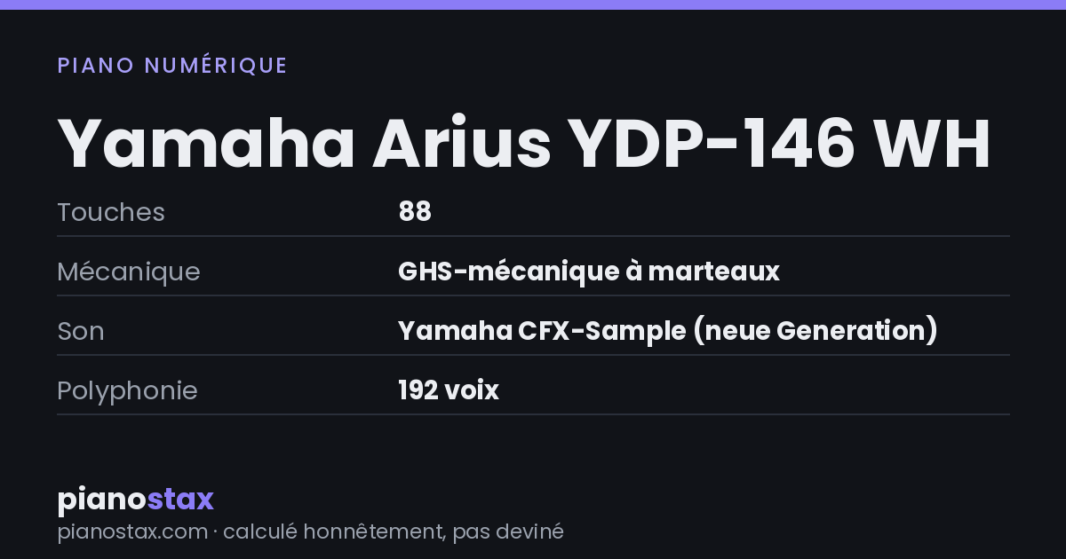Yamaha Arius YDP-146 WH – caractéristiques en un coup d’œil