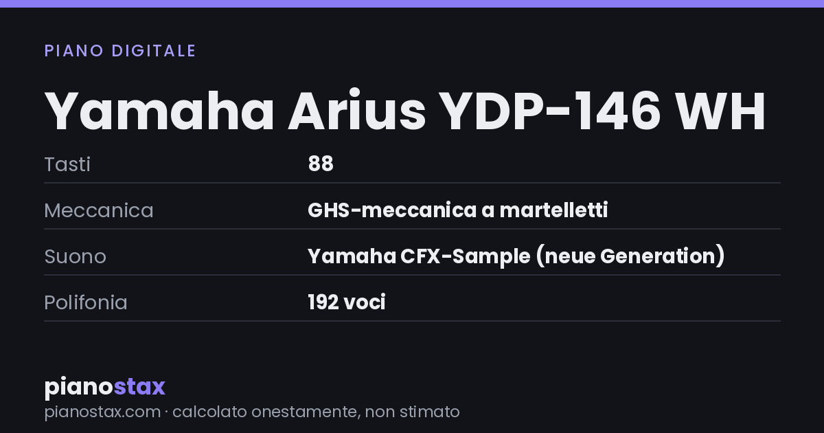 Yamaha Arius YDP-146 WH – dati tecnici in sintesi