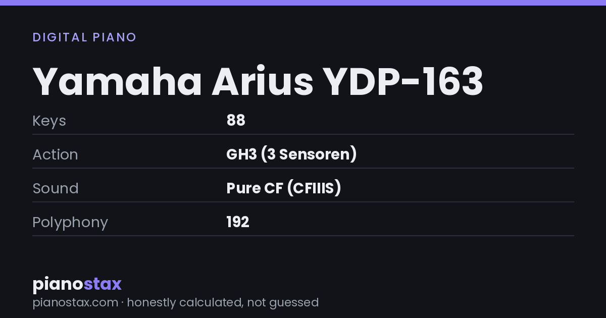 Yamaha Arius YDP-163 – key specs at a glance