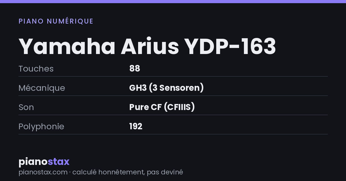 Yamaha Arius YDP-163 – caractéristiques en un coup d’œil