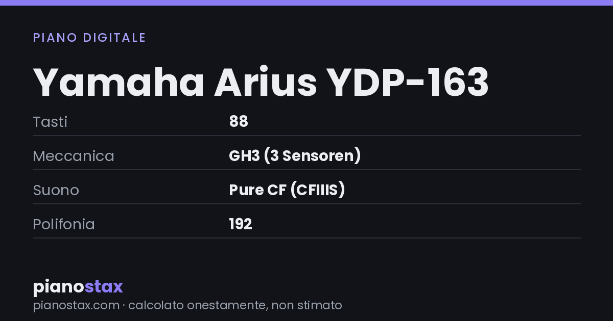 Yamaha Arius YDP-163 – dati tecnici in sintesi