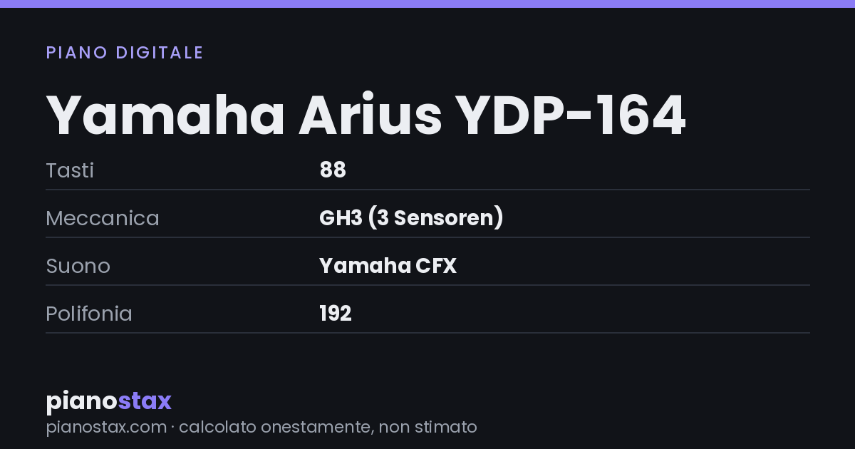 Yamaha Arius YDP-164 – dati tecnici in sintesi
