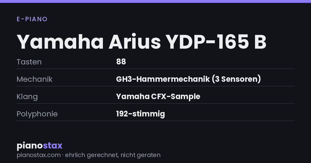 Yamaha Arius YDP-165 B – technische Daten im Überblick