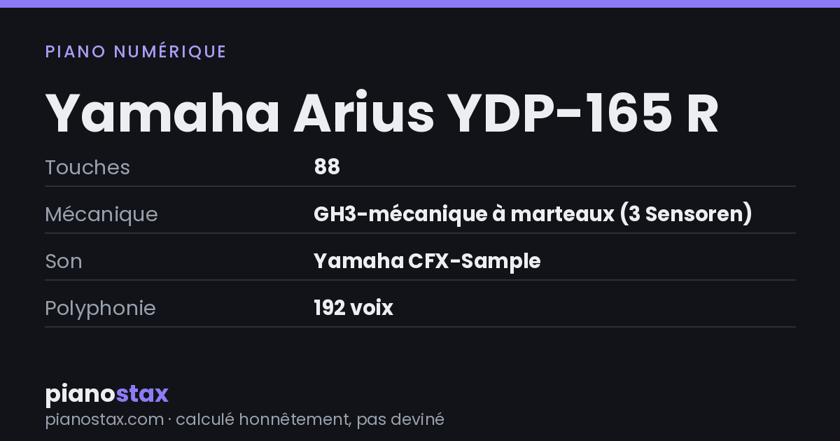 Yamaha Arius YDP-165 R – caractéristiques en un coup d’œil