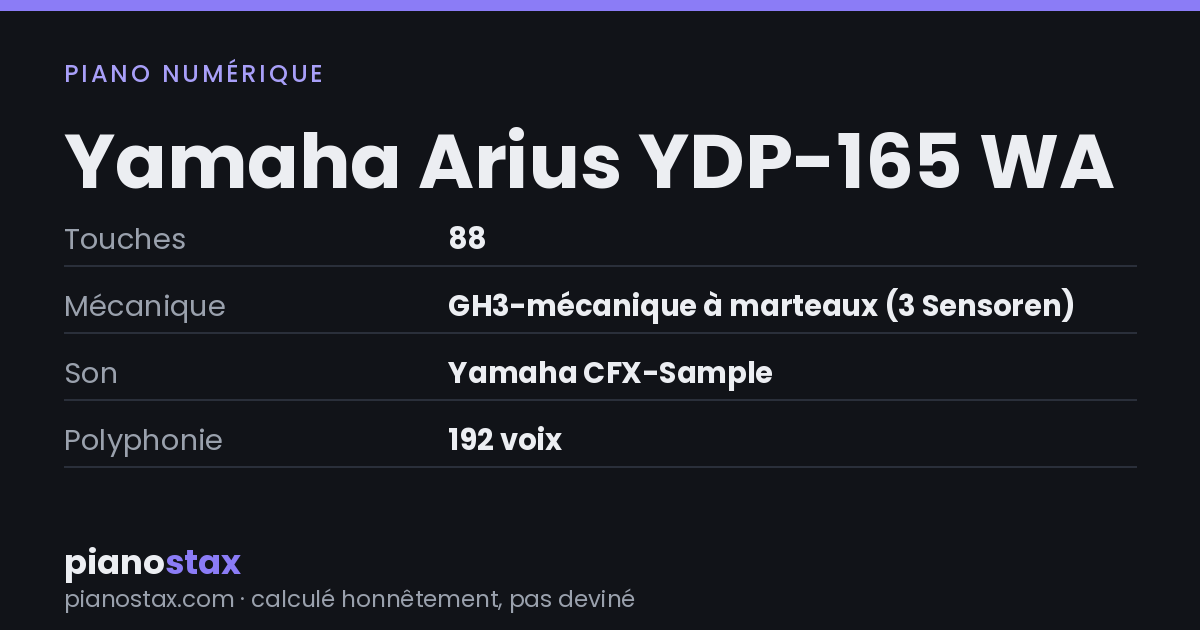 Yamaha Arius YDP-165 WA – caractéristiques en un coup d’œil