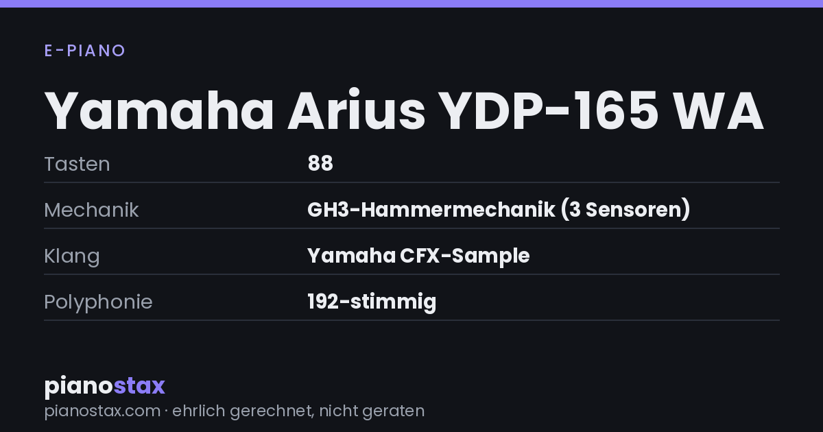 Yamaha Arius YDP-165 WA – technische Daten im Überblick