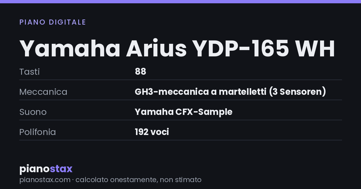Yamaha Arius YDP-165 WH – dati tecnici in sintesi