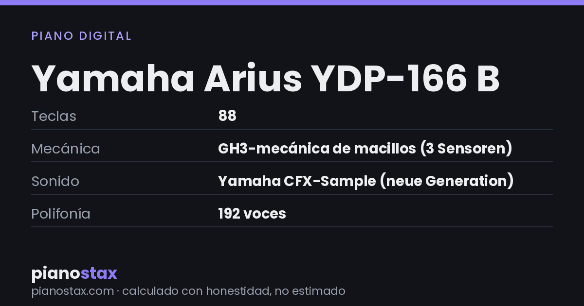 Yamaha Arius YDP-166 B – datos técnicos de un vistazo
