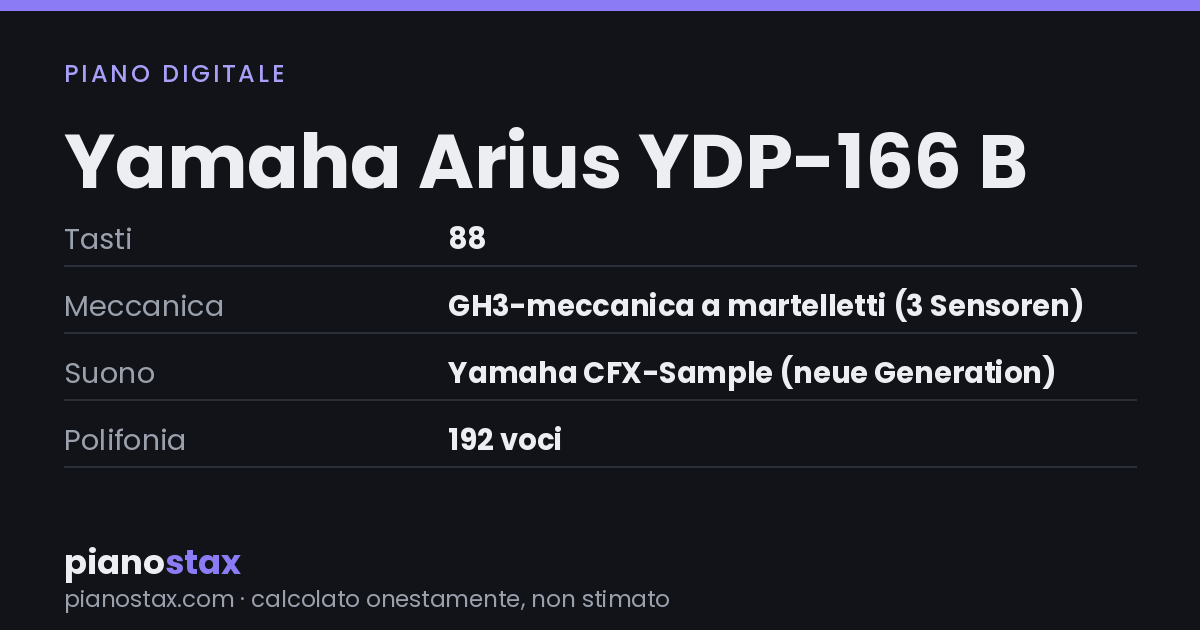 Yamaha Arius YDP-166 B – dati tecnici in sintesi