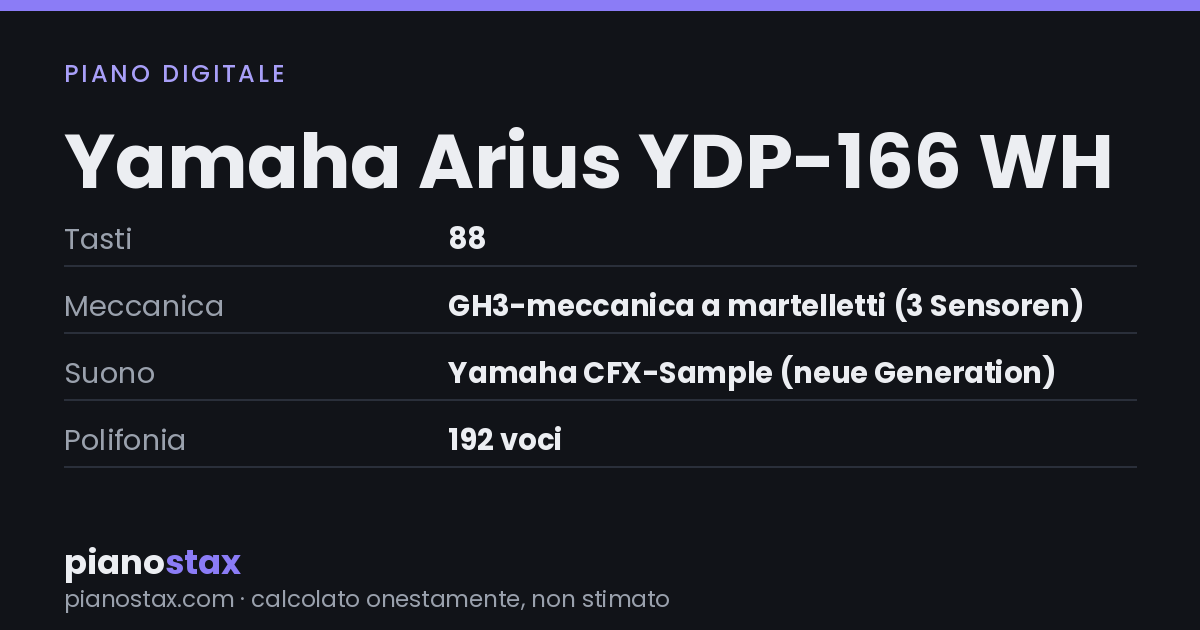 Yamaha Arius YDP-166 WH – dati tecnici in sintesi