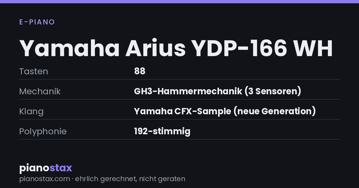 Yamaha Arius YDP-166 WH – technische Daten im Überblick