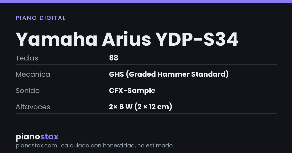 Yamaha Arius YDP-S34 – datos técnicos de un vistazo